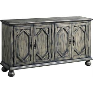 bowery hill transitional wood console table in rustic gray