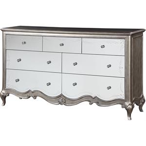 bowery hill traditional wood dresser in antique champagne