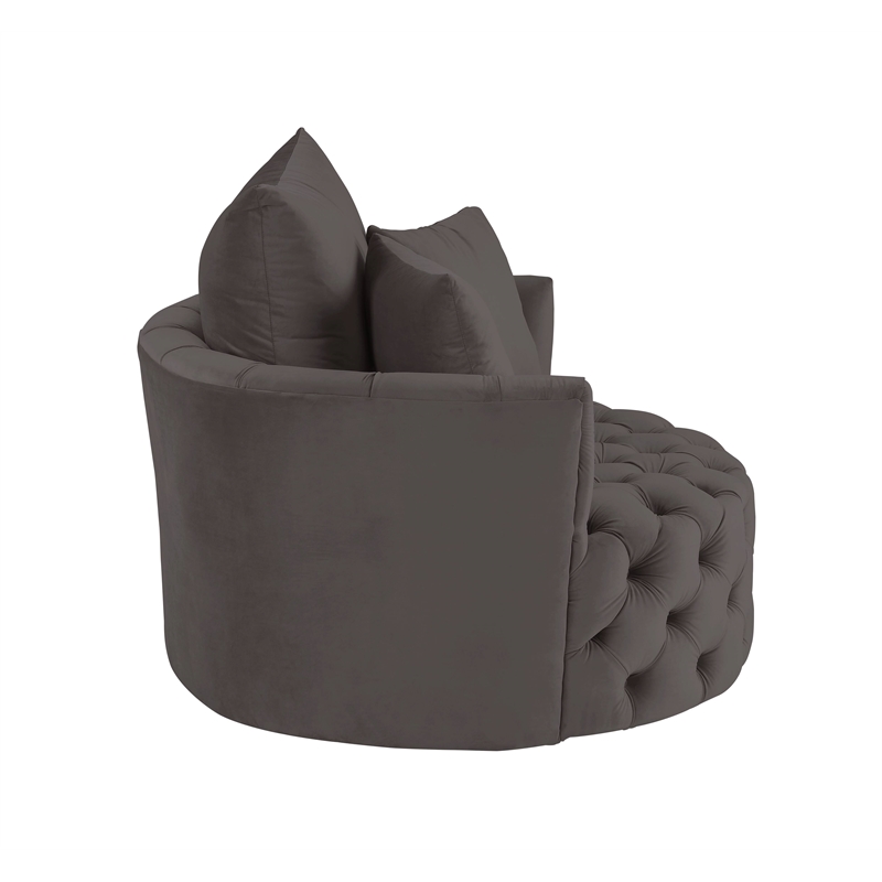 Bowery Hill Contemporary Accent Chair with Swivel in Gray Velvet