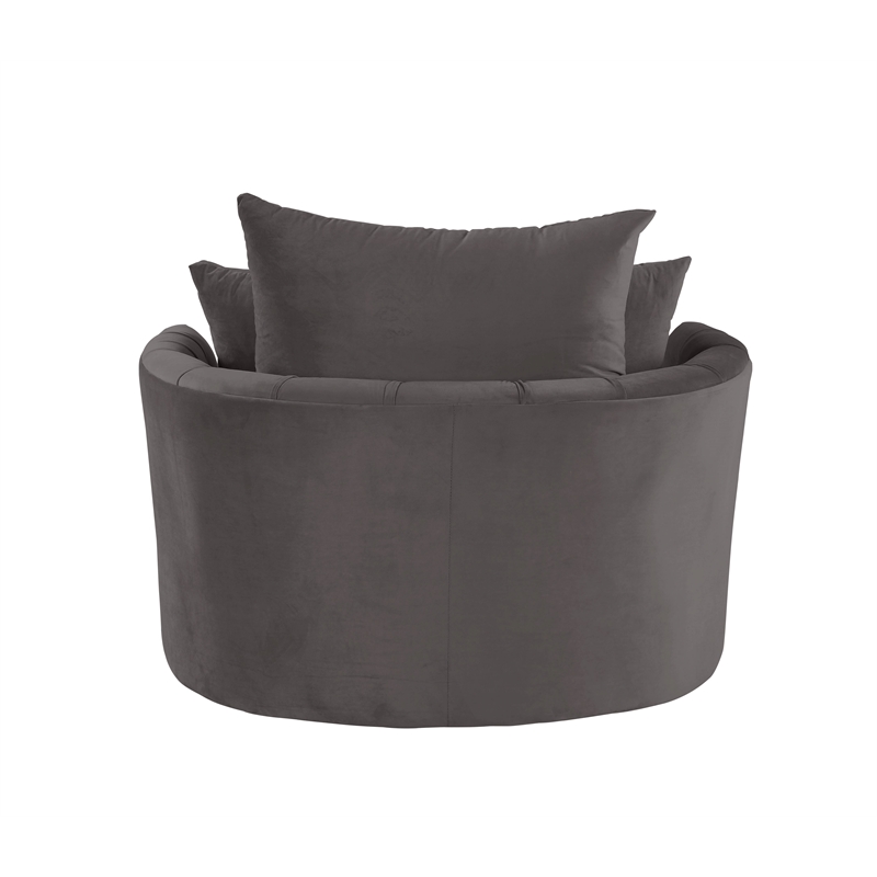 Bowery Hill Contemporary Accent Chair with Swivel in Gray Velvet