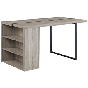 bowery hill contemporary dining table in gray oak & black finish