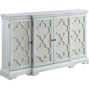 bowery hill transitional console table in light teal finish