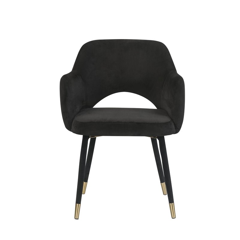 Bowery Hill Contemporary Accent Chair in Black Velvet & Gold