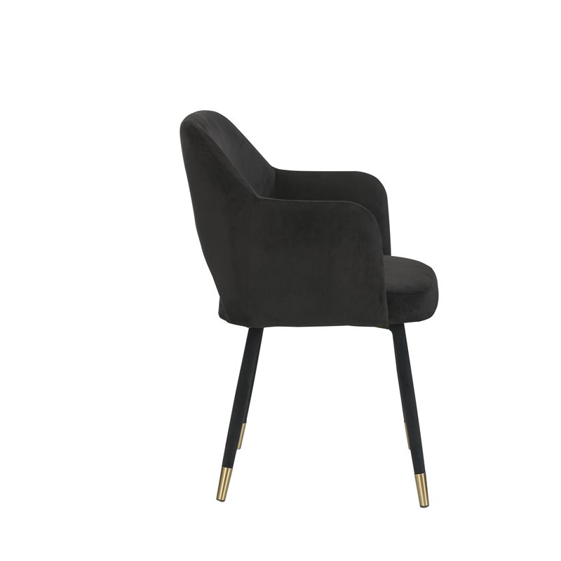 Bowery Hill Contemporary Accent Chair in Black Velvet & Gold