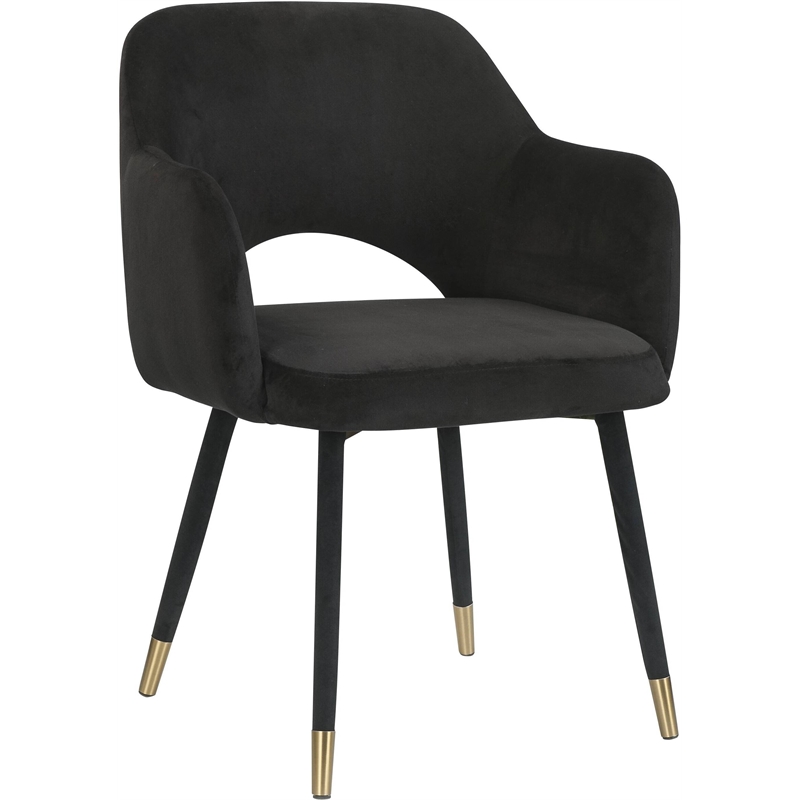 Bowery Hill Contemporary Accent Chair in Black Velvet & Gold