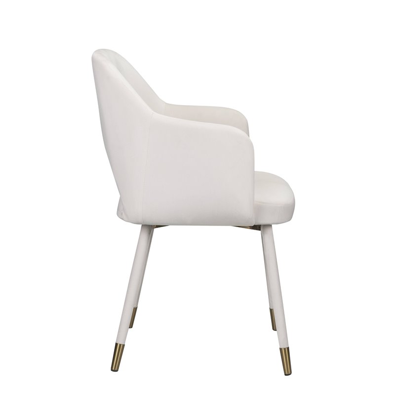 Bowery Hill Contemporary Accent Chair in Cream Velvet & Gold
