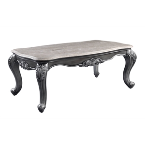 Bowery Hill Contemporary Coffee Table in Marble and Platinum