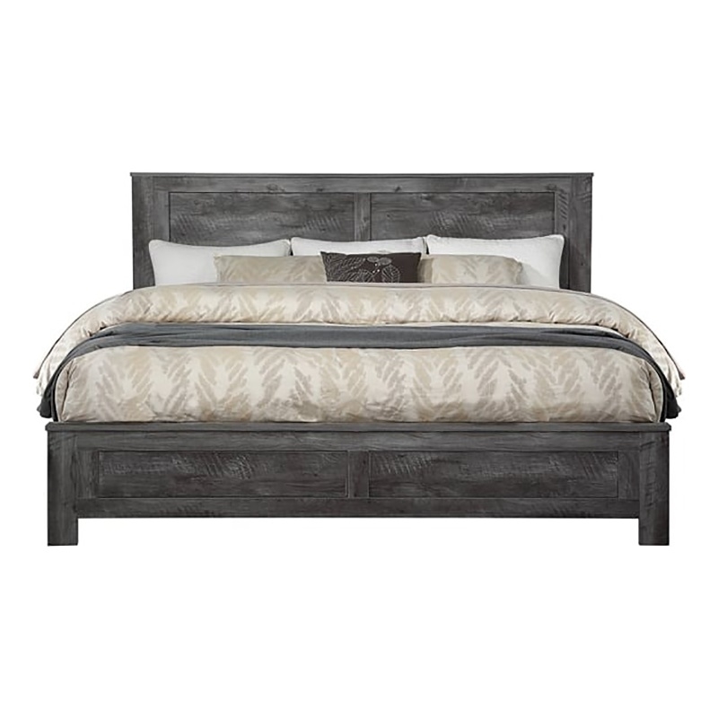 Bowery Hill Farmhouse Wood Eastern King Bed in Rustic Gray Oak