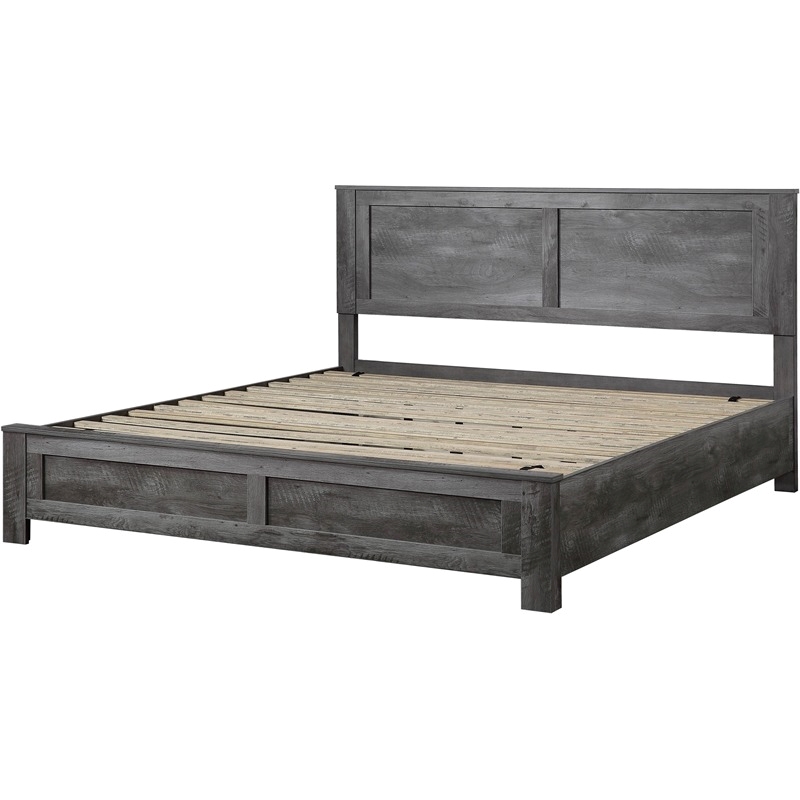 Bowery Hill Farmhouse Wood Eastern King Bed in Rustic Gray Oak