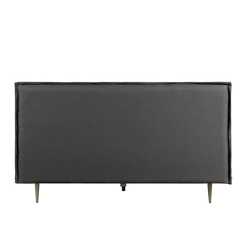 Bowery Hill Contemporary Queen Bed in Gray Top Grain Leather