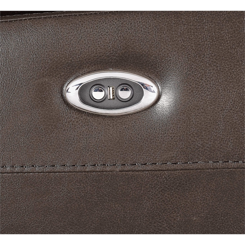 Bowery Hill Contemporary Leather-Gel Match Power Motion Recliner in Brown