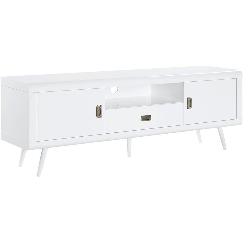 Bowery Hill Contemporary TV Stand in White High Gloss Finish