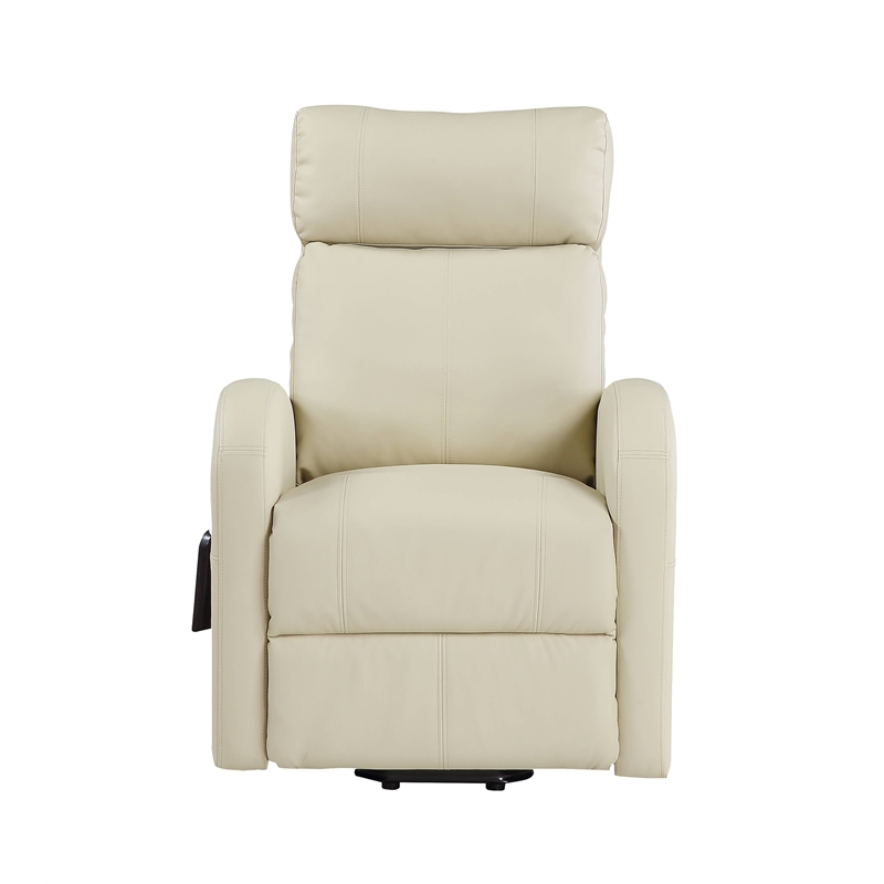 Bowery Hill Contemporary Recliner with Power Lift in Beige PU