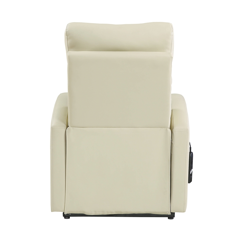 Bowery Hill Contemporary Recliner with Power Lift in Beige PU