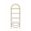 Bowery Hill Modern Bookshelf in White High Gloss & Gold