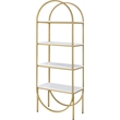 Bowery Hill Modern Bookshelf in White High Gloss & Gold