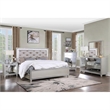 Bowery Hill Modern 5-Drawer Mirrored Wood Chest in Champagne Silver