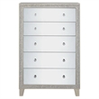 Bowery Hill Modern 5-Drawer Mirrored Wood Chest in Champagne Silver