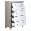Bowery Hill Modern 5-Drawer Mirrored Wood Chest in Champagne Silver