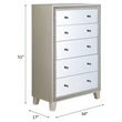 Bowery Hill Modern 5-Drawer Mirrored Wood Chest in Champagne Silver