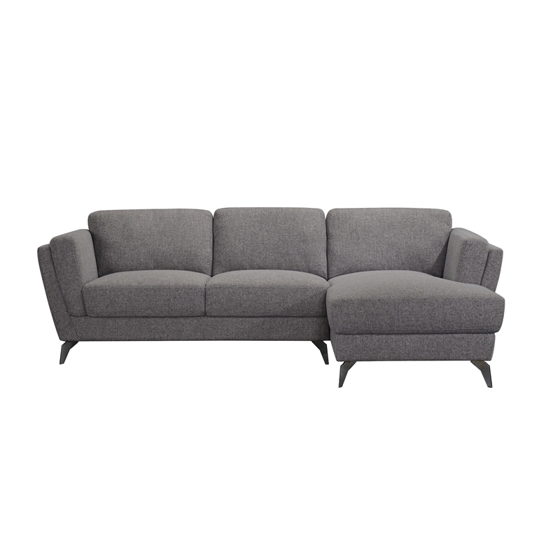 Bowery Hill Contemporary Fabric L-Shaped Sectional Sofa in Gray