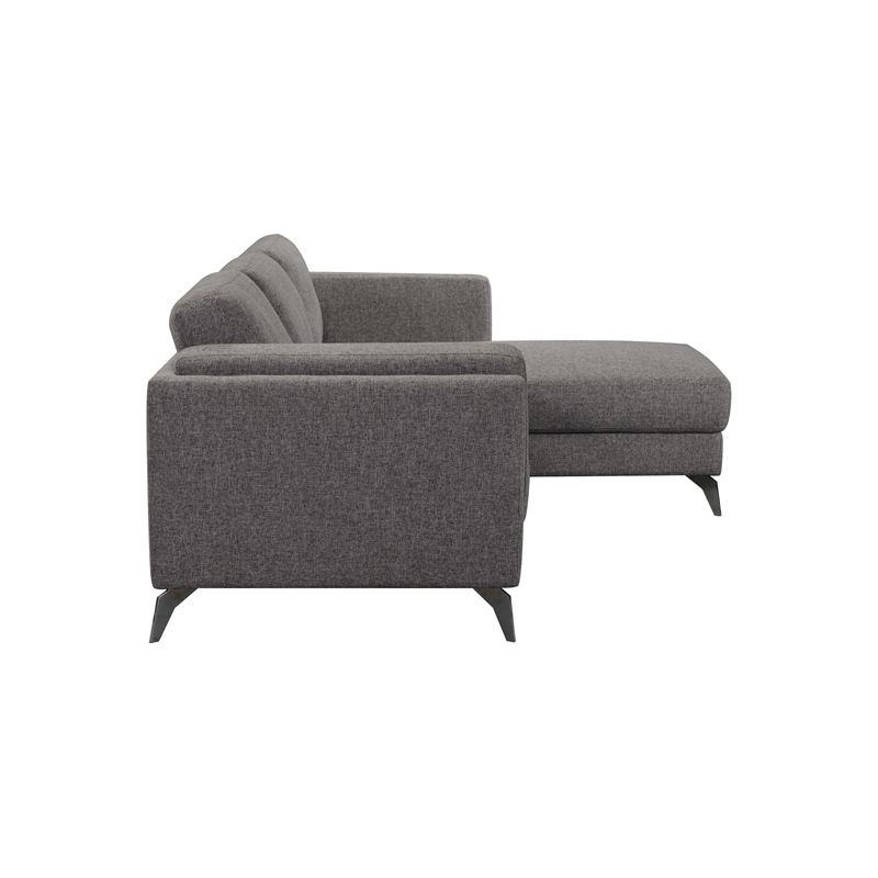 Bowery Hill Contemporary Fabric L-Shaped Sectional Sofa in Gray