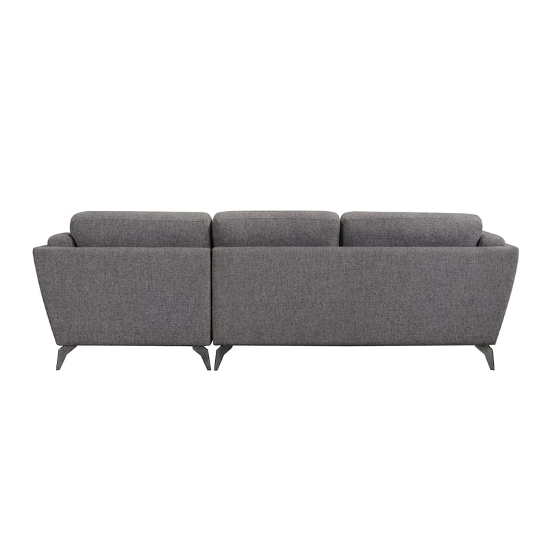Bowery Hill Contemporary Fabric L-Shaped Sectional Sofa in Gray