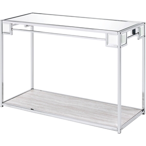 bowery hill contemporary console table in mirrored and chrome