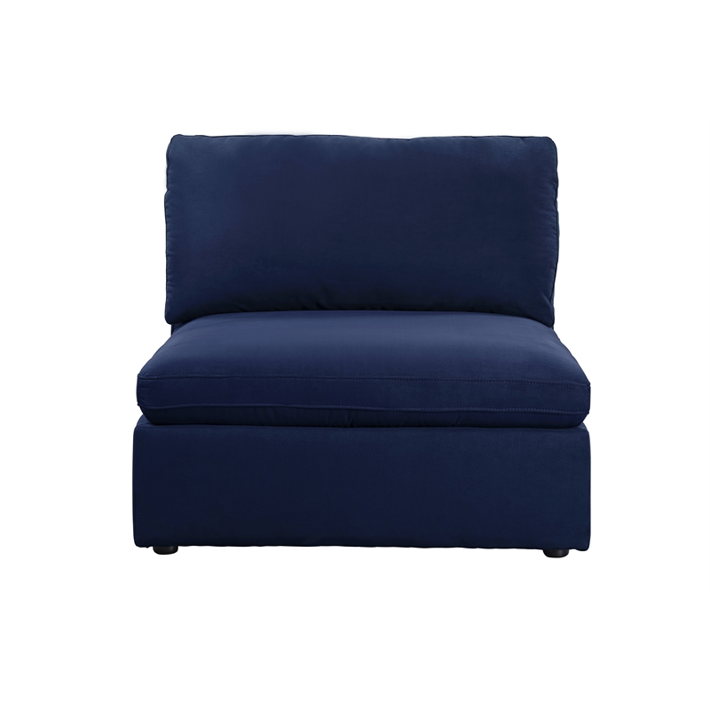 Bowery Hill Contemporary Modular Armless Chair in Blue Fabric