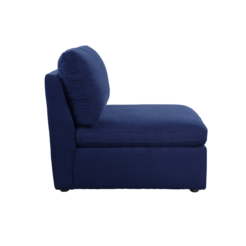 Bowery Hill Contemporary Modular Armless Chair in Blue Fabric