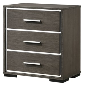bowery hill contemporary nightstand with usb dock in gray oak