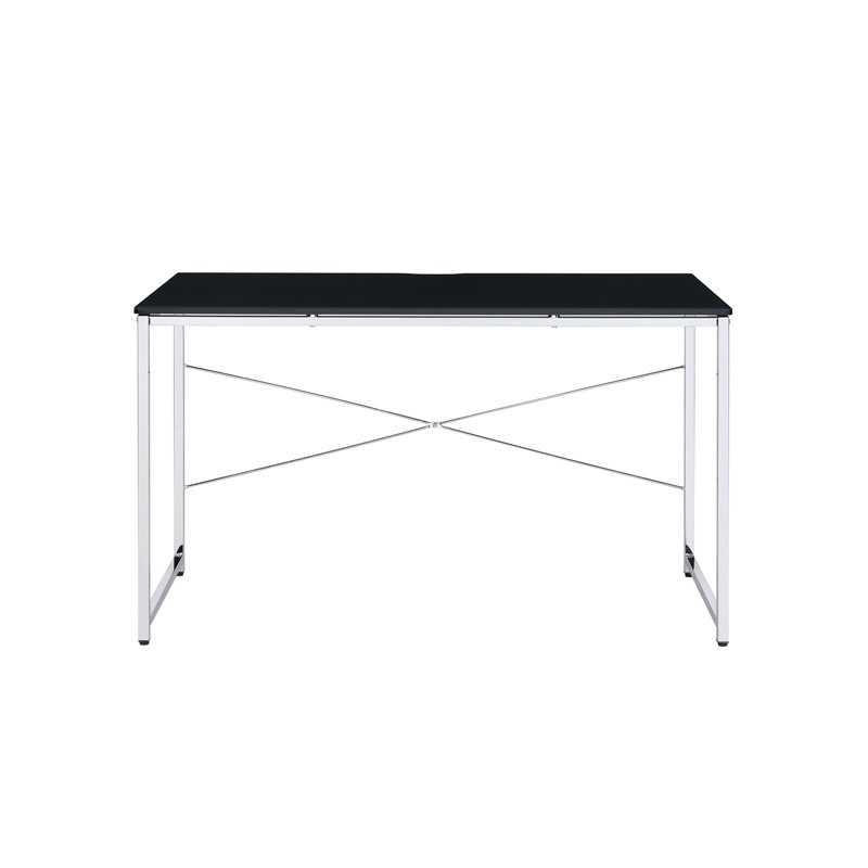 Bowery Hill Contemporary Vanity Desk in Black & Chrome Finish