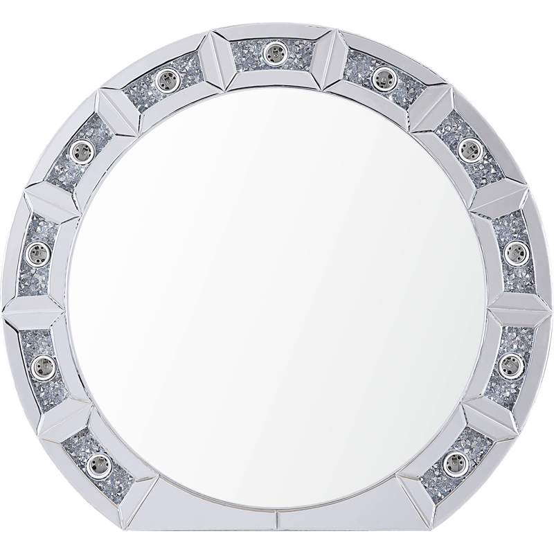 Bowery Hill Contemporary Table Mirror in Mirrored and Faux Diamonds