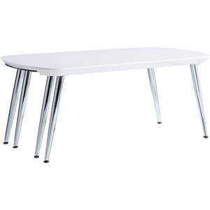 Bowery Hill Contemporary Coffee Table in White & Chrome Finish