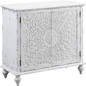 bowery hill transitional console table in antique white finish