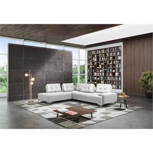 Bowery Hill Contemporary Sectional Sofa in Pearl White Leather
