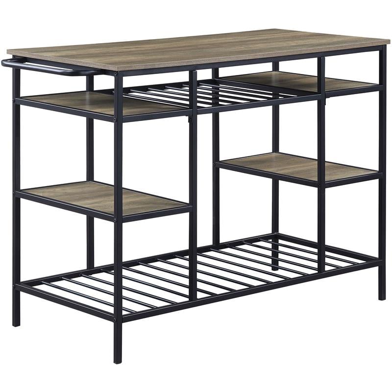 Bowery Hill Modern Kitchen Island in Rustic Oak & Black Finish