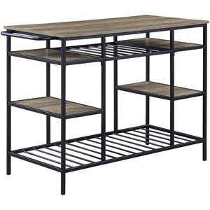 Bowery Hill Modern Kitchen Island in Rustic Oak & Black Finish