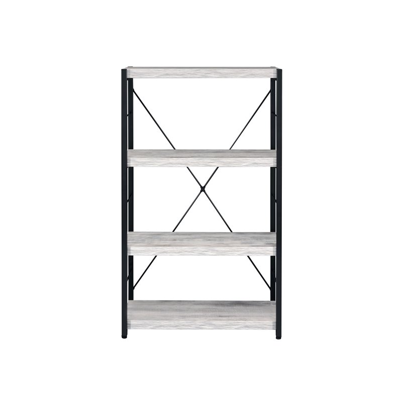 Bowery Hill Modern Bookshelf in Antique White-Ash & Black