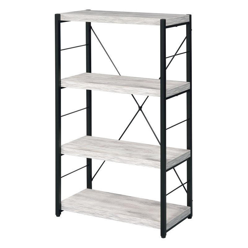 Bowery Hill Modern Bookshelf in Antique White-Ash & Black