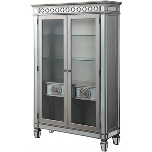 bowery hill contemporary curio in mirrored and antique platinum