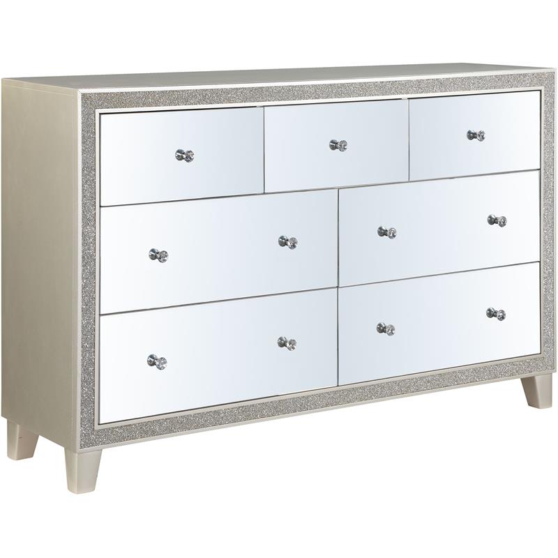 Bowery Hill Modern Dresser in Mirrored & Champagne Finish