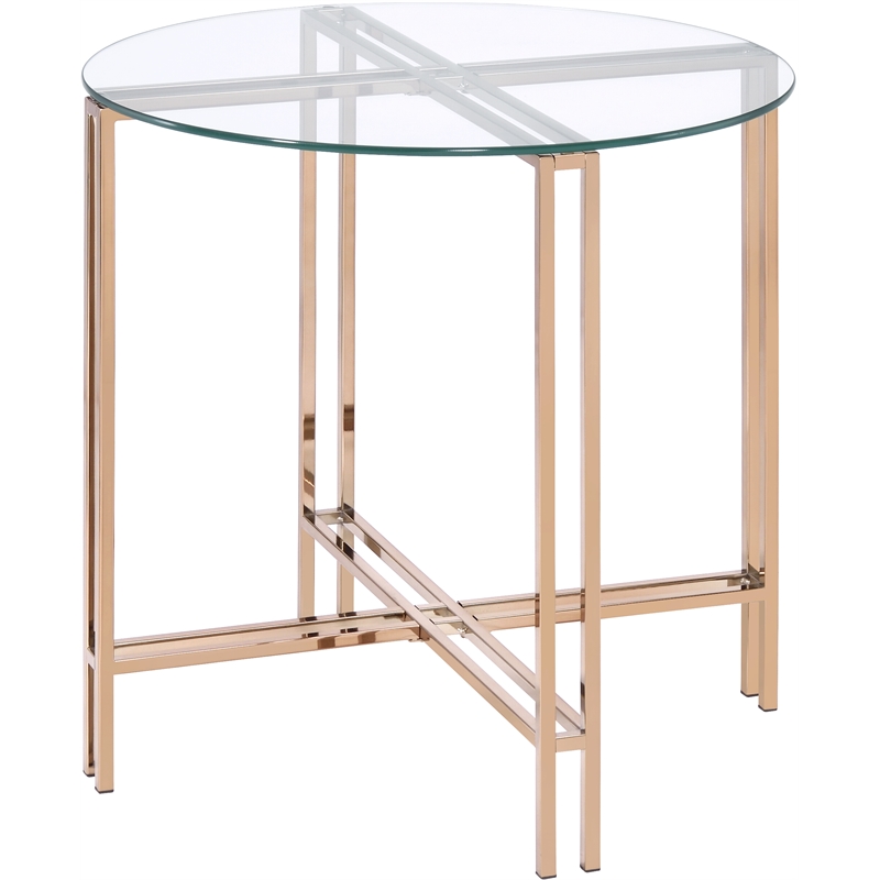 Bowery Hill Contemporary End Table in Gold and Champagne Finish
