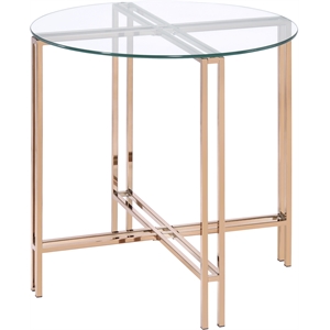 bowery hill contemporary end table in gold and champagne finish