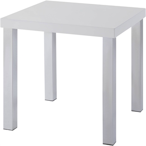 bowery hill contemporary end table in white high gloss & chrome