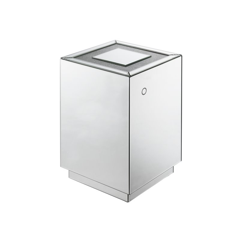 Bowery Hill Contemporary Nightstand with LED Lights in Mirrored