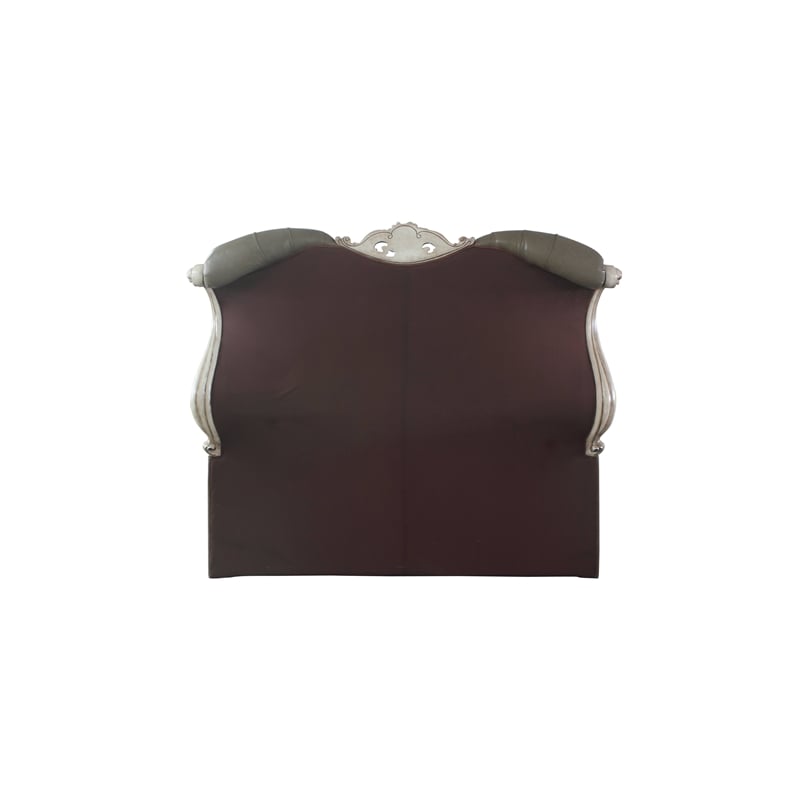 Bowery Hill Contemporary Queen Bed in Vintage Bone White and PU