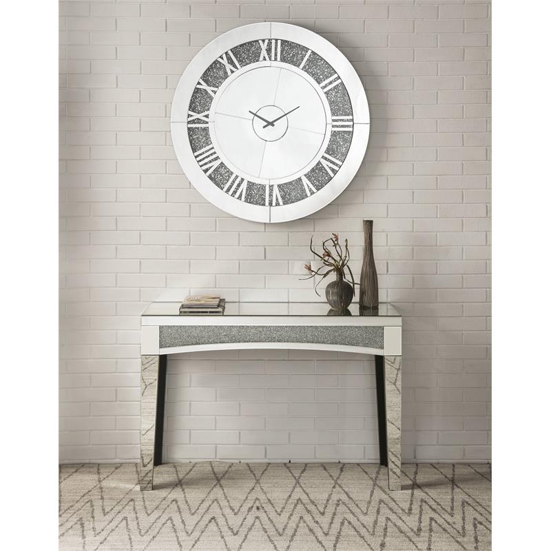 Bowery Hill Contemporary Wall Clock in Mirrored & Faux Diamonds