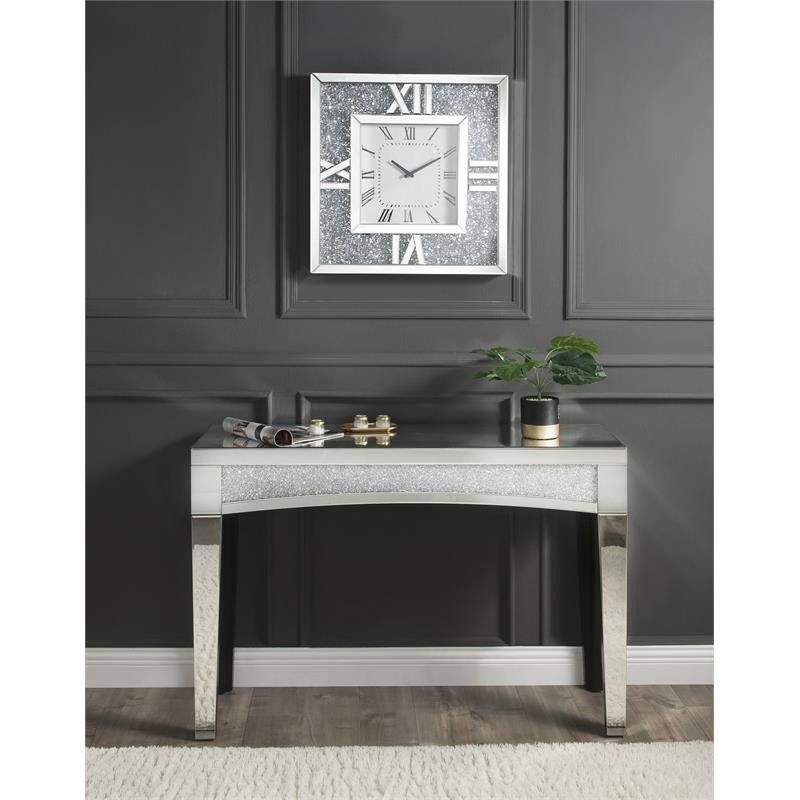 Bowery Hill Contemporary Wall Clock in Mirrored & Faux Diamonds