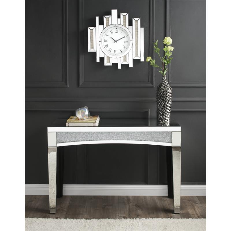 Bowery Hill Contemporary Wall Clock in Mirrored & Faux Diamonds